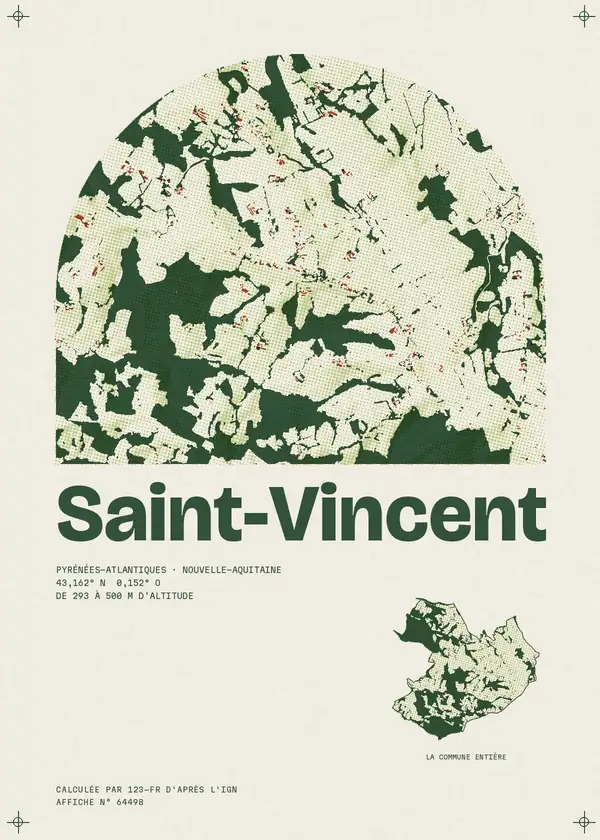 Affiche de Saint-Vincent, calculée par 123-fr d'après l'IGN
