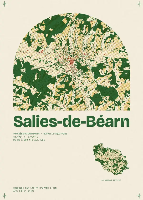 Affiche de Salies-de-Béarn, calculée par 123-fr d'après l'IGN
