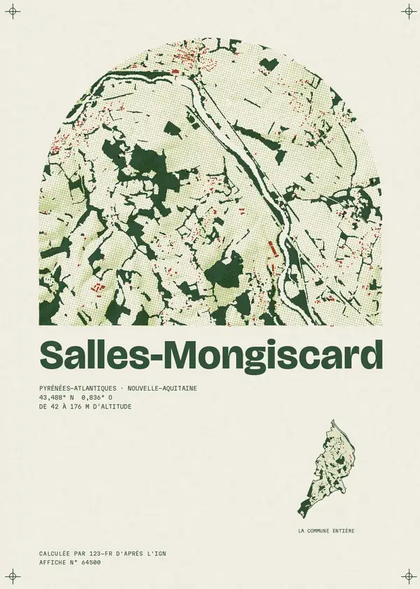Affiche de Salles-Mongiscard, calculée par 123-fr d'après l'IGN
