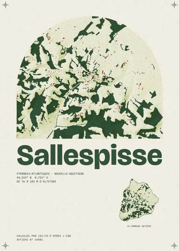 Affiche de Sallespisse, calculée par 123-fr d'après l'IGN