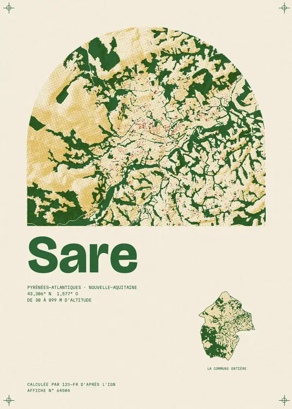 Affiche de Sare, calculée par 123-fr d'après l'IGN