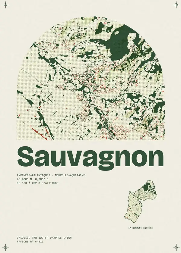 Affiche de Sauvagnon, calculée par 123-fr d'après l'IGN