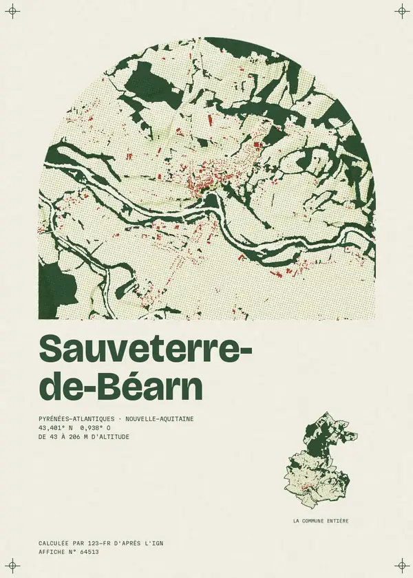 Affiche de Sauveterre-de-Béarn, calculée par 123-fr d'après l'IGN