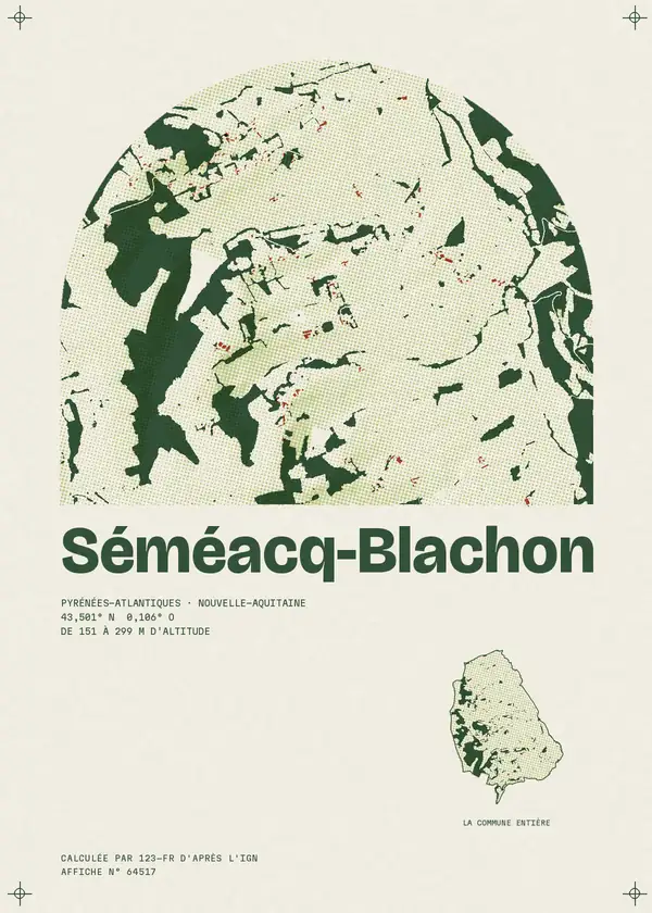 Affiche de Séméacq-Blachon, calculée par 123-fr d'après l'IGN