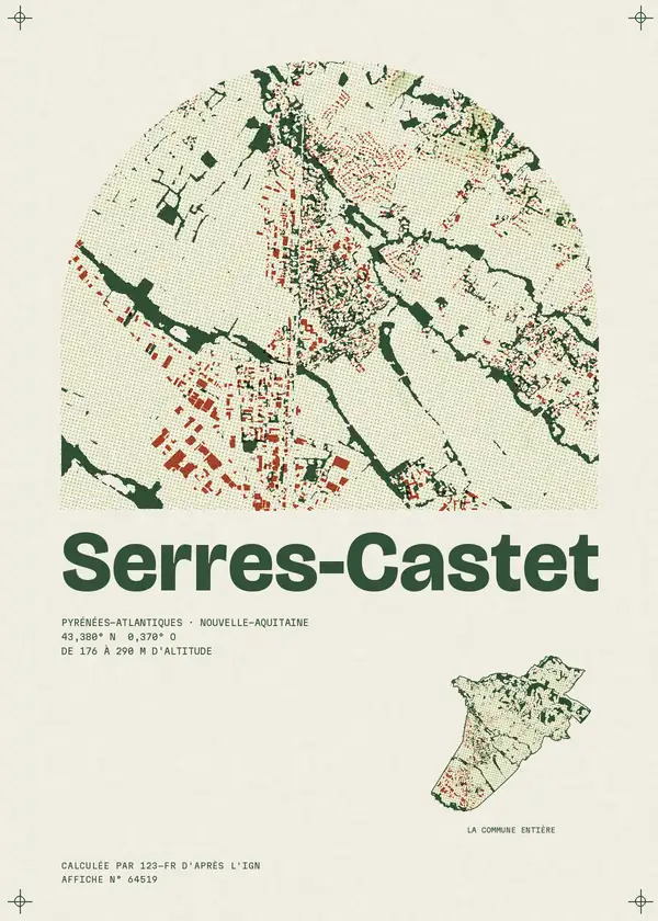 Affiche de Serres-Castet, calculée par 123-fr d'après l'IGN