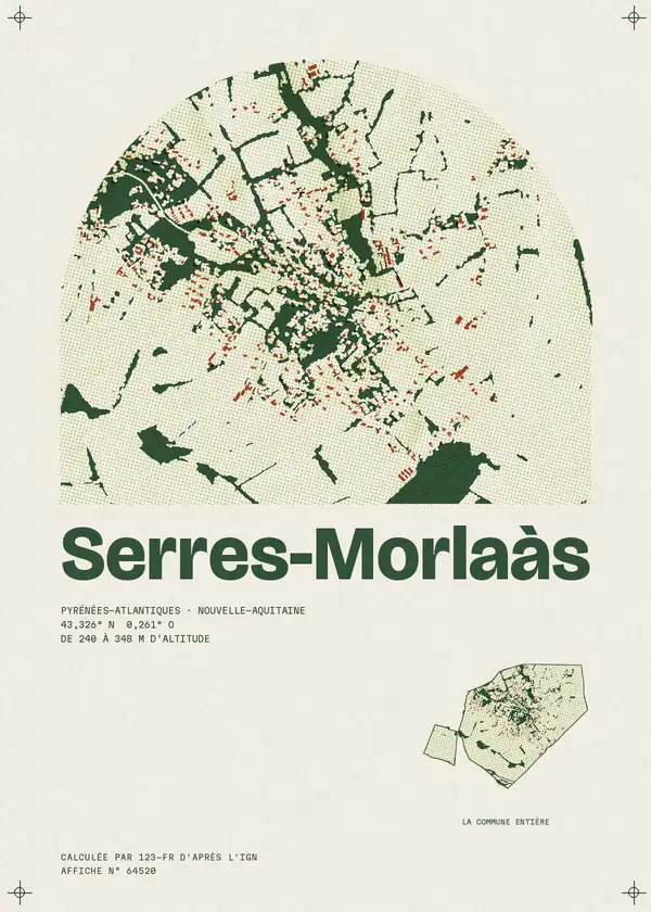 Affiche de Serres-Morlaàs, calculée par 123-fr d'après l'IGN