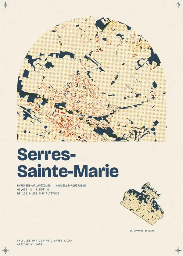 Affiche de Serres-Sainte-Marie, calculée par 123-fr d'après l'IGN