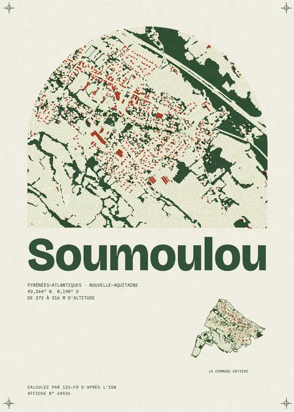 Affiche de Soumoulou, calculée par 123-fr d'après l'IGN