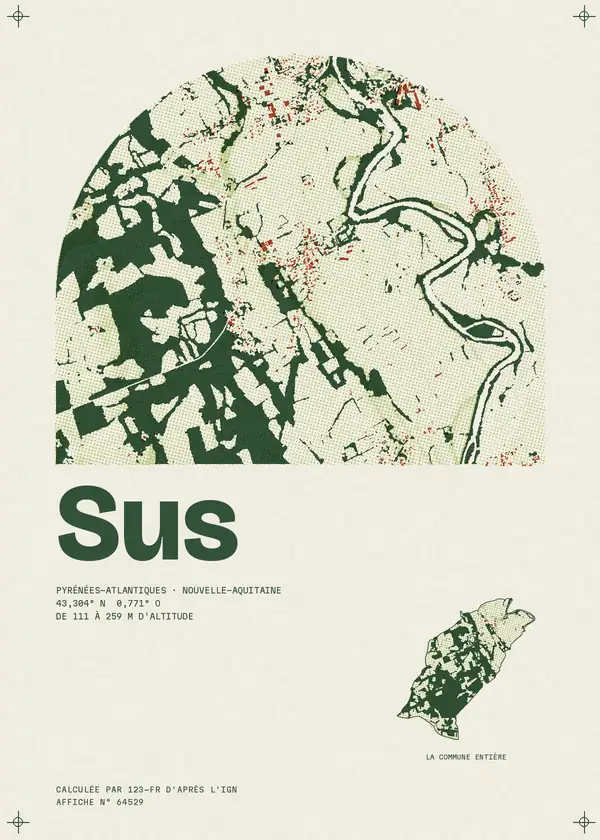 Affiche de Sus, calculée par 123-fr d'après l'IGN