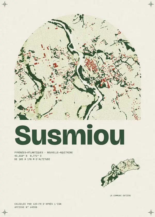 Affiche de Susmiou, calculée par 123-fr d'après l'IGN