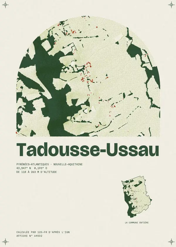 Affiche de Tadousse-Ussau, calculée par 123-fr d'après l'IGN