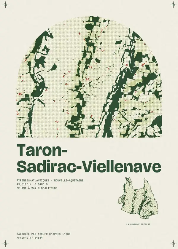 Affiche de Taron-Sadirac-Viellenave, calculée par 123-fr d'après l'IGN