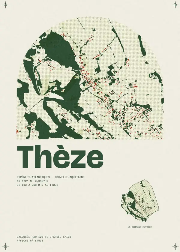 Affiche de Thèze, calculée par 123-fr d'après l'IGN