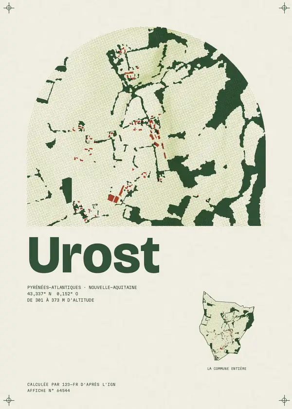 Affiche de Urost, calculée par 123-fr d'après l'IGN