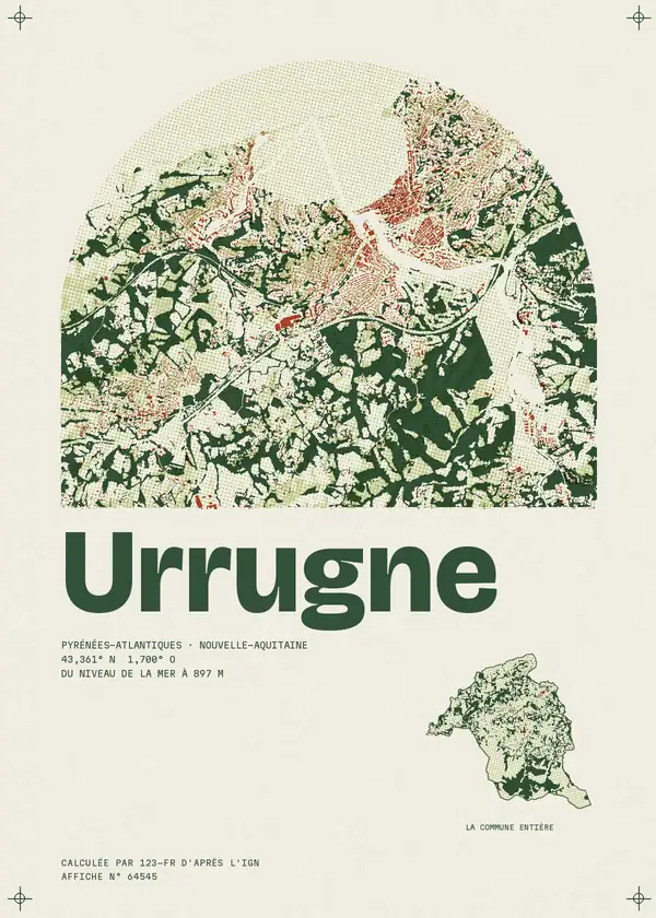 Affiche de Urrugne, calculée par 123-fr d'après l'IGN