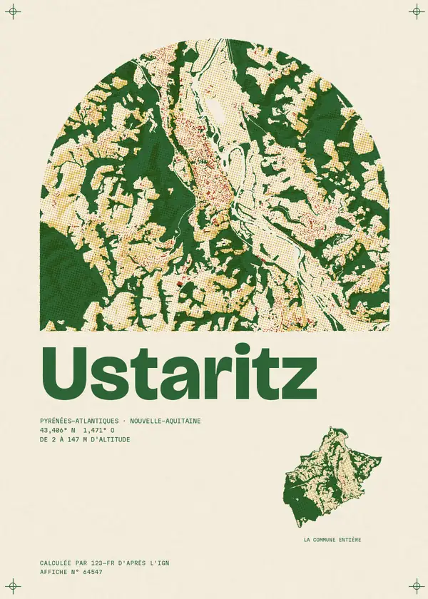 Affiche de Ustaritz, calculée par 123-fr d'après l'IGN