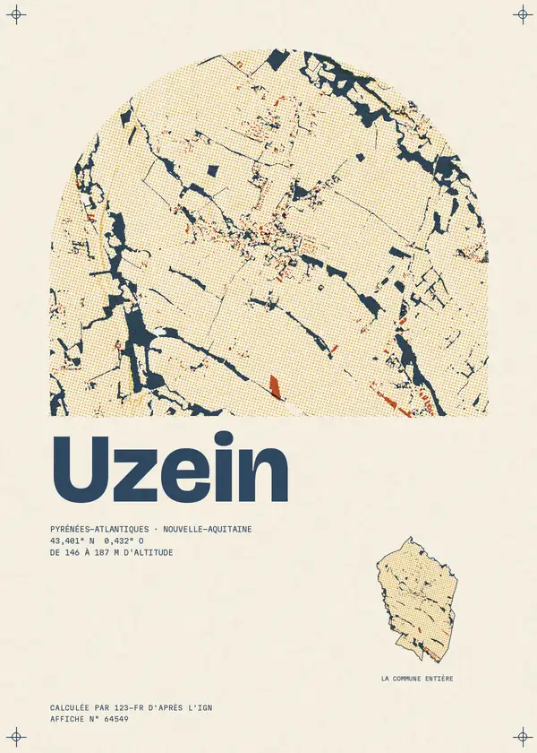 Affiche de Uzein, calculée par 123-fr d'après l'IGN