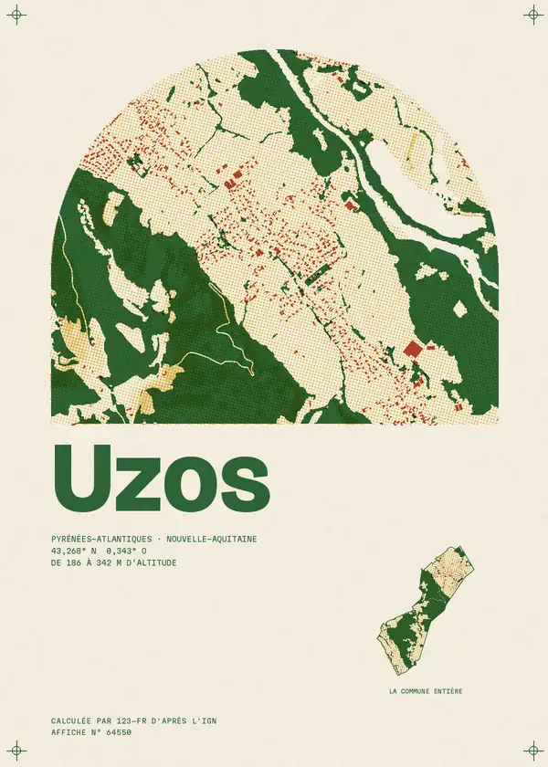Affiche de Uzos, calculée par 123-fr d'après l'IGN