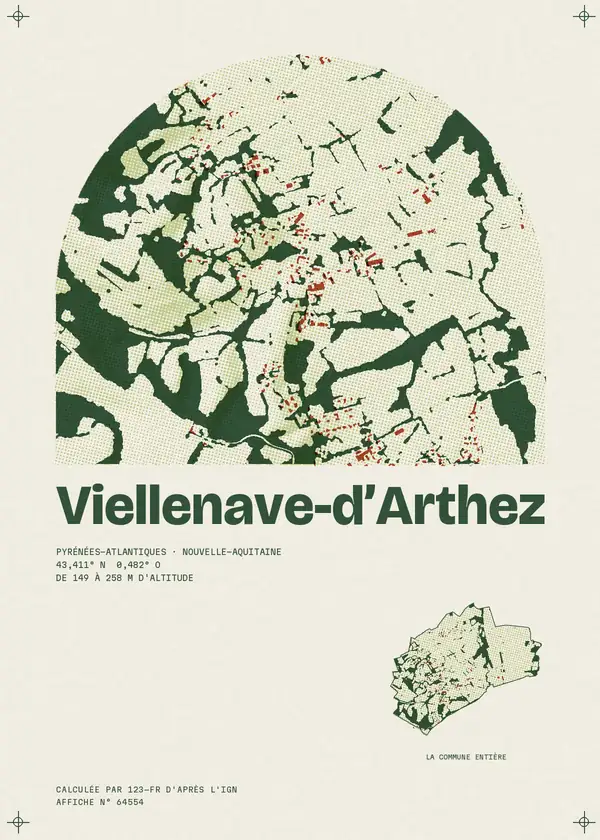 Affiche de Viellenave-d'Arthez, calculée par 123-fr d'après l'IGN