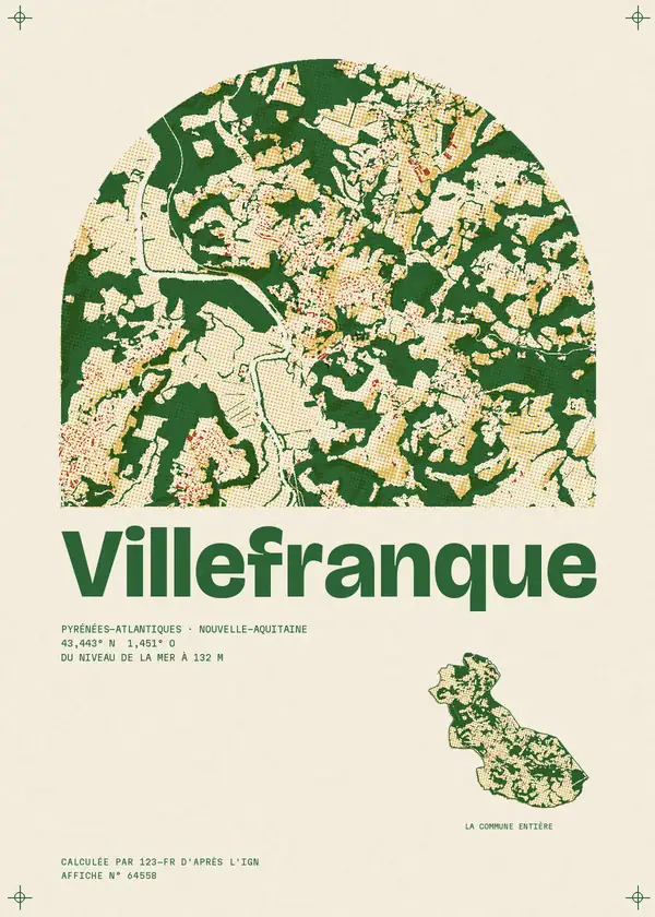 Affiche de Villefranque, calculée par 123-fr d'après l'IGN
