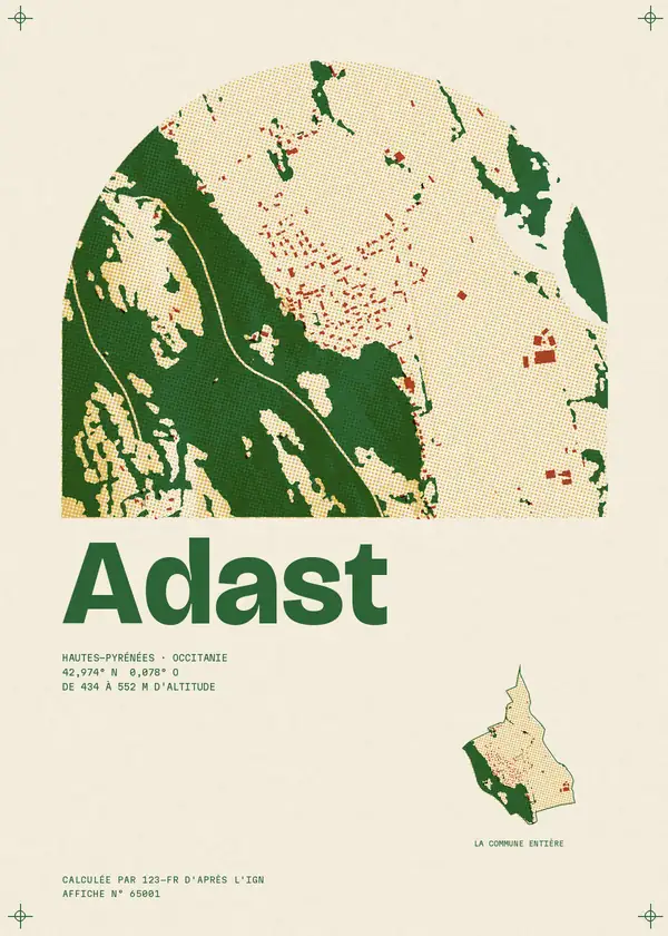 Affiche de Adast, calculée par 123-fr d'après l'IGN