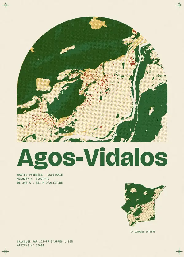 Affiche de Agos-Vidalos, calculée par 123-fr d'après l'IGN
