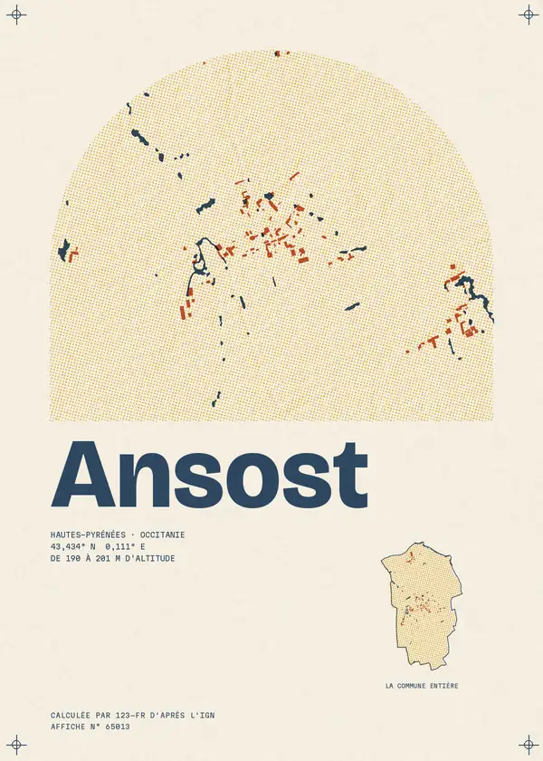 Affiche de Ansost, calculée par 123-fr d'après l'IGN