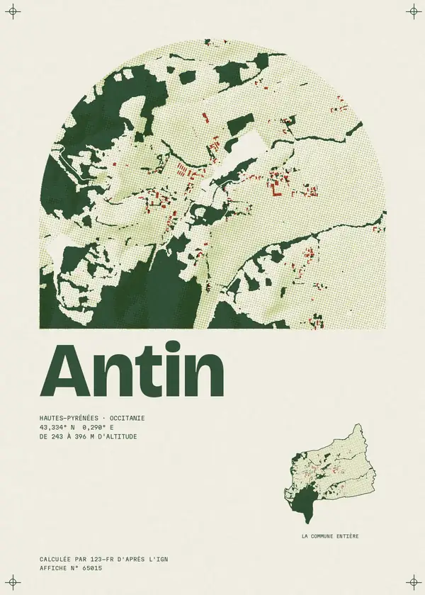 Affiche de Antin, calculée par 123-fr d'après l'IGN