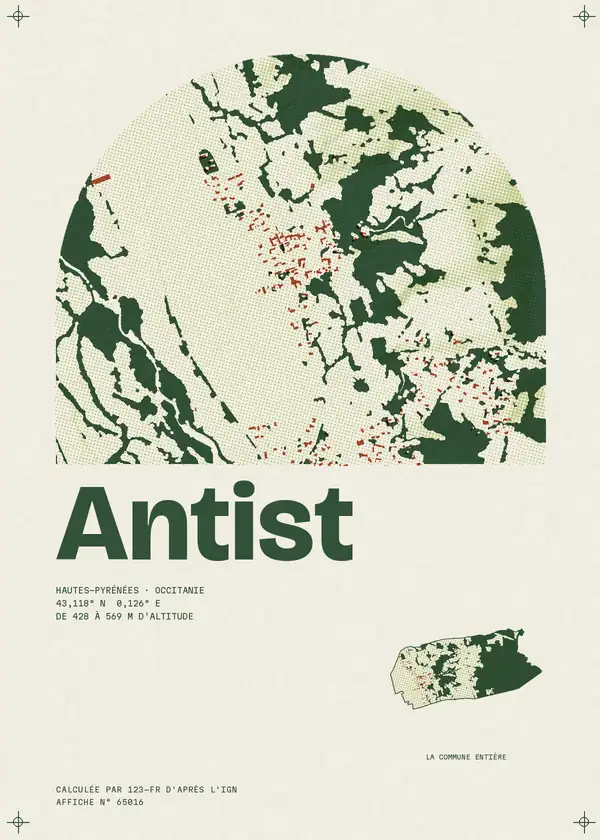 Affiche de Antist, calculée par 123-fr d'après l'IGN
