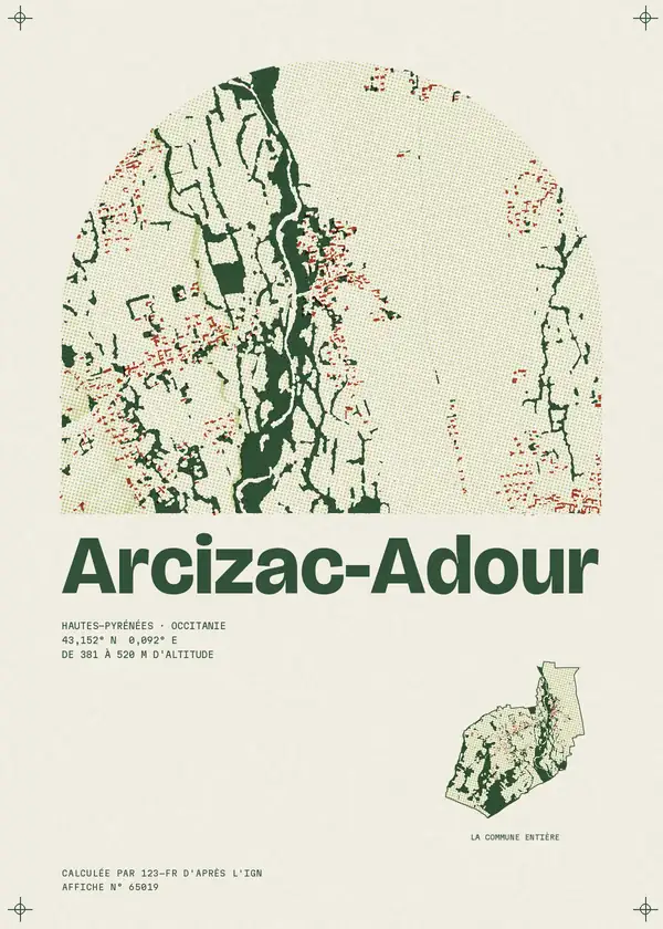 Affiche de Arcizac-Adour, calculée par 123-fr d'après l'IGN