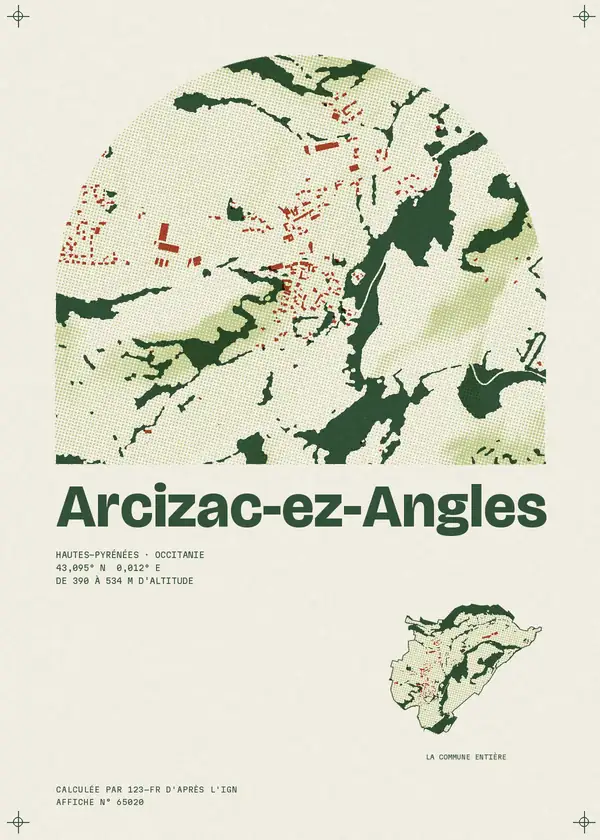 Affiche de Arcizac-ez-Angles, calculée par 123-fr d'après l'IGN