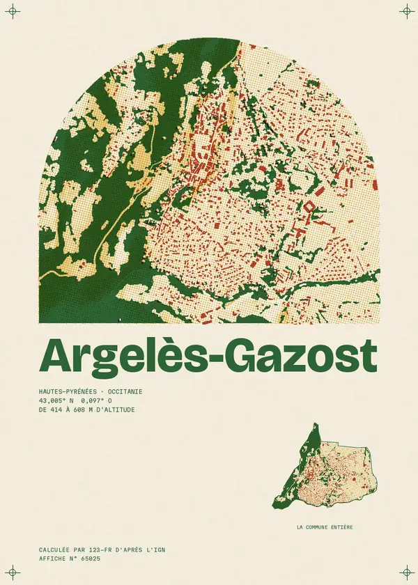 Affiche de Argelès-Gazost, calculée par 123-fr d'après l'IGN