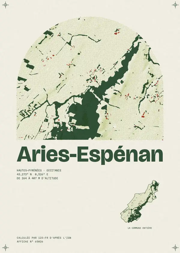Affiche de Aries-Espénan, calculée par 123-fr d'après l'IGN