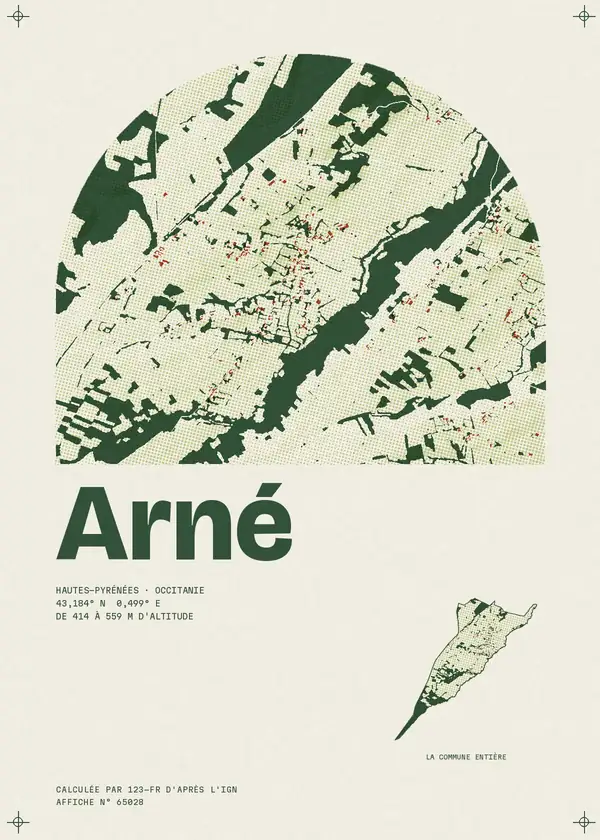 Affiche de Arné, calculée par 123-fr d'après l'IGN