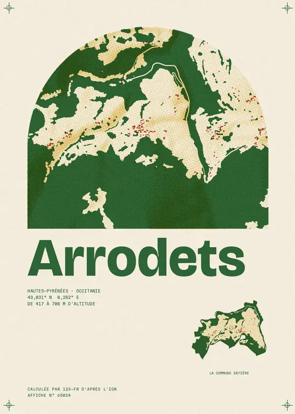 Affiche de Arrodets, calculée par 123-fr d'après l'IGN
