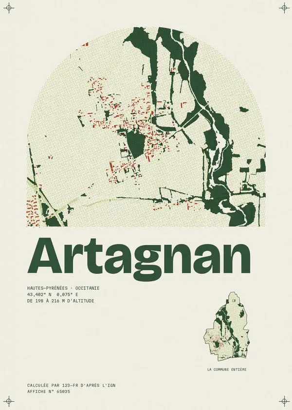 Affiche de Artagnan, calculée par 123-fr d'après l'IGN