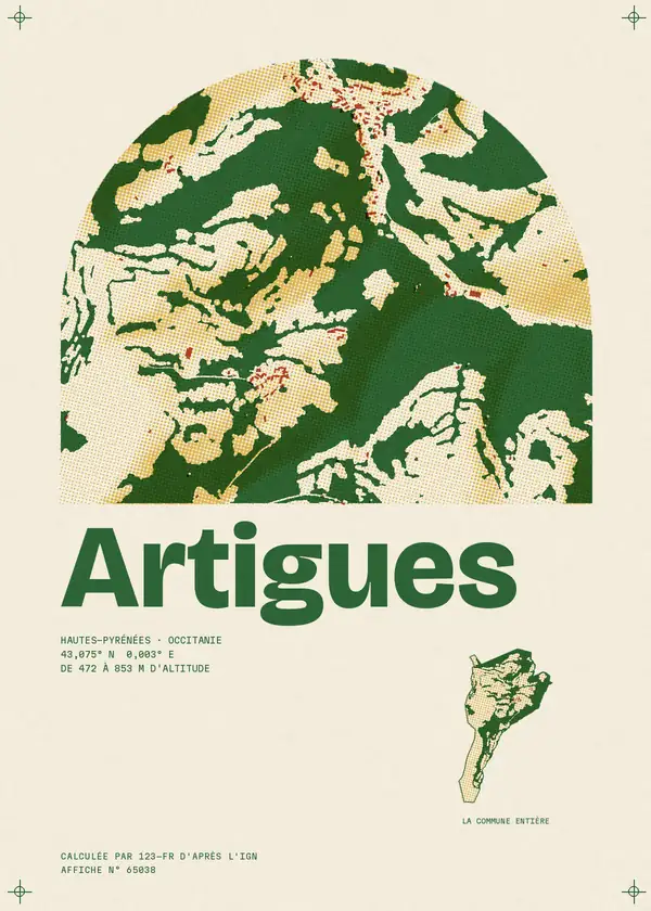 Affiche de Artigues, calculée par 123-fr d'après l'IGN