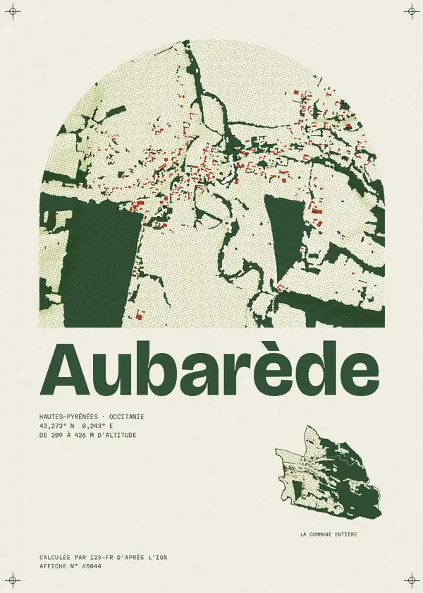 Affiche de Aubarède, calculée par 123-fr d'après l'IGN