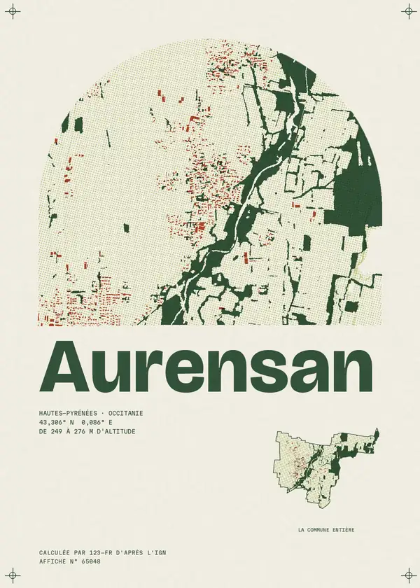 Affiche de Aurensan, calculée par 123-fr d'après l'IGN