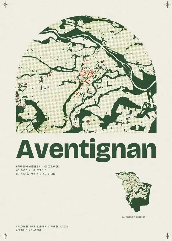 Affiche de Aventignan, calculée par 123-fr d'après l'IGN
