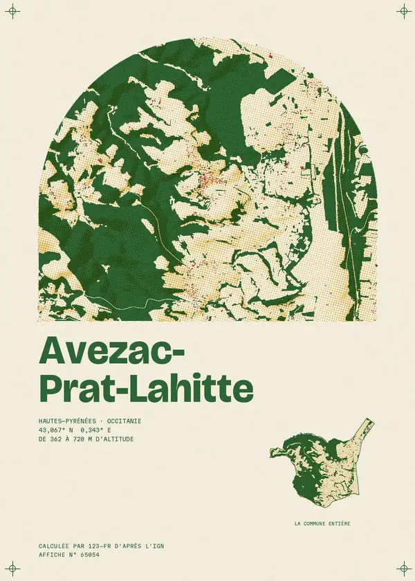 Affiche de Avezac-Prat-Lahitte, calculée par 123-fr d'après l'IGN