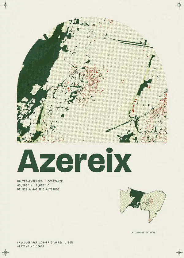 Affiche de Azereix, calculée par 123-fr d'après l'IGN