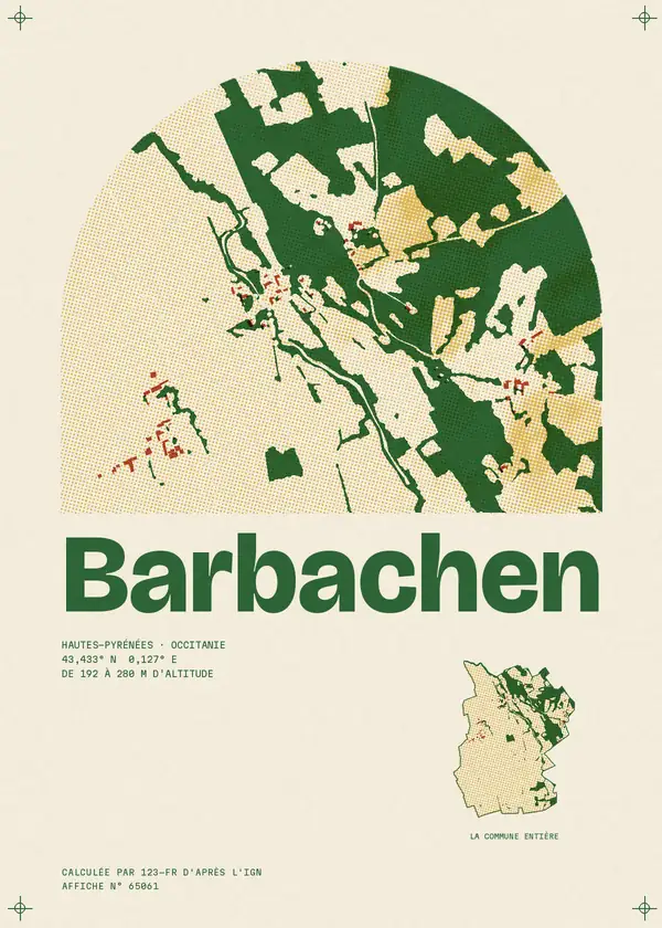 Affiche de Barbachen, calculée par 123-fr d'après l'IGN