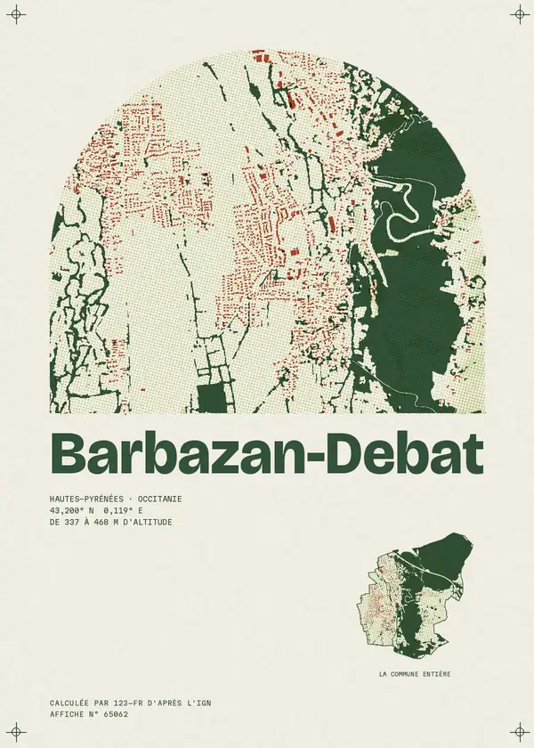 Affiche de Barbazan-Debat, calculée par 123-fr d'après l'IGN
