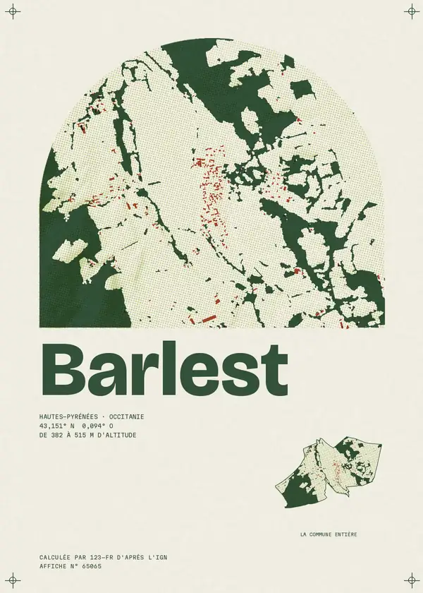 Affiche de Barlest, calculée d'après l'IGN
