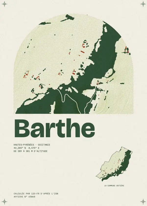 Affiche de Barthe, calculée par 123-fr d'après l'IGN