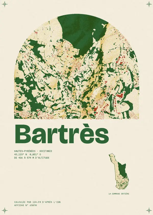 Affiche de Bartrès, calculée par 123-fr d'après l'IGN