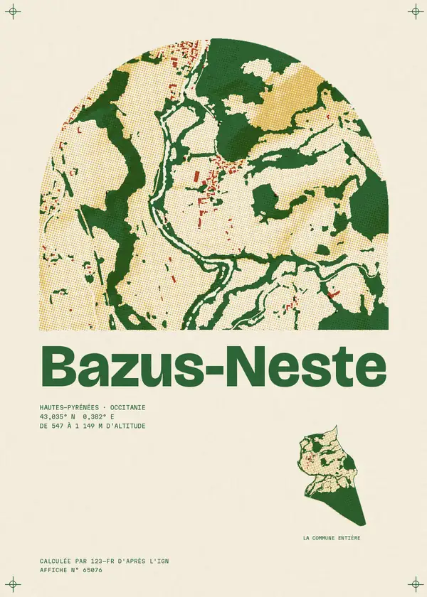 Affiche de Bazus-Neste, calculée par 123-fr d'après l'IGN