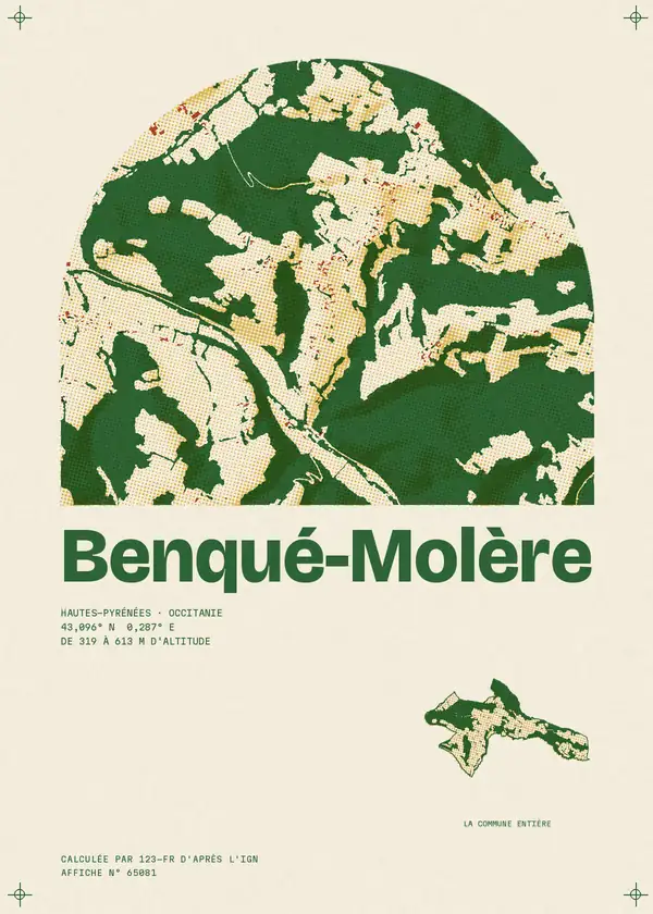 Affiche de Benqué-Molère, calculée par 123-fr d'après l'IGN