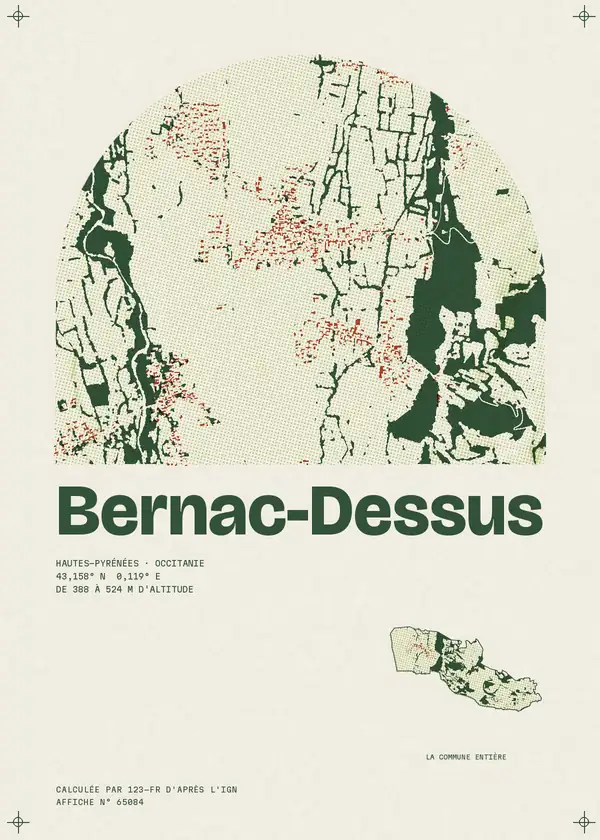 Affiche de Bernac-Dessus, calculée par 123-fr d'après l'IGN